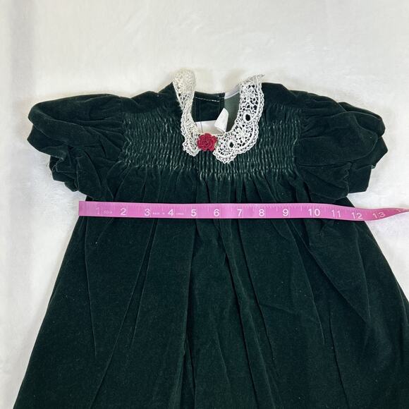 2) Vintage 90's 18m Green & 24m Black/Gold Velvet Holiday Dresses Bnfts Charity - Picture 10 of 11